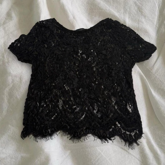 Ambiance Black Lace Sheer Top - Picture 2 of 5